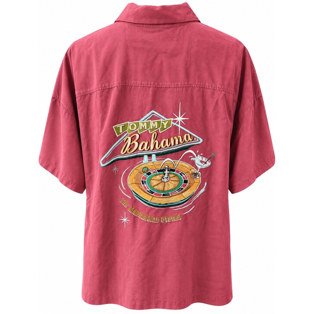 Men's Big & Tall Vintage Tommy Bahama Silk Embroidered Button Shirt Size XXL